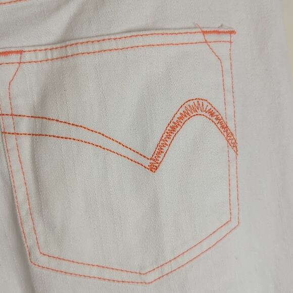 Y2K Crest Jeans White With Orange Stitching Size 15/ 16 - Picture 7 of 10